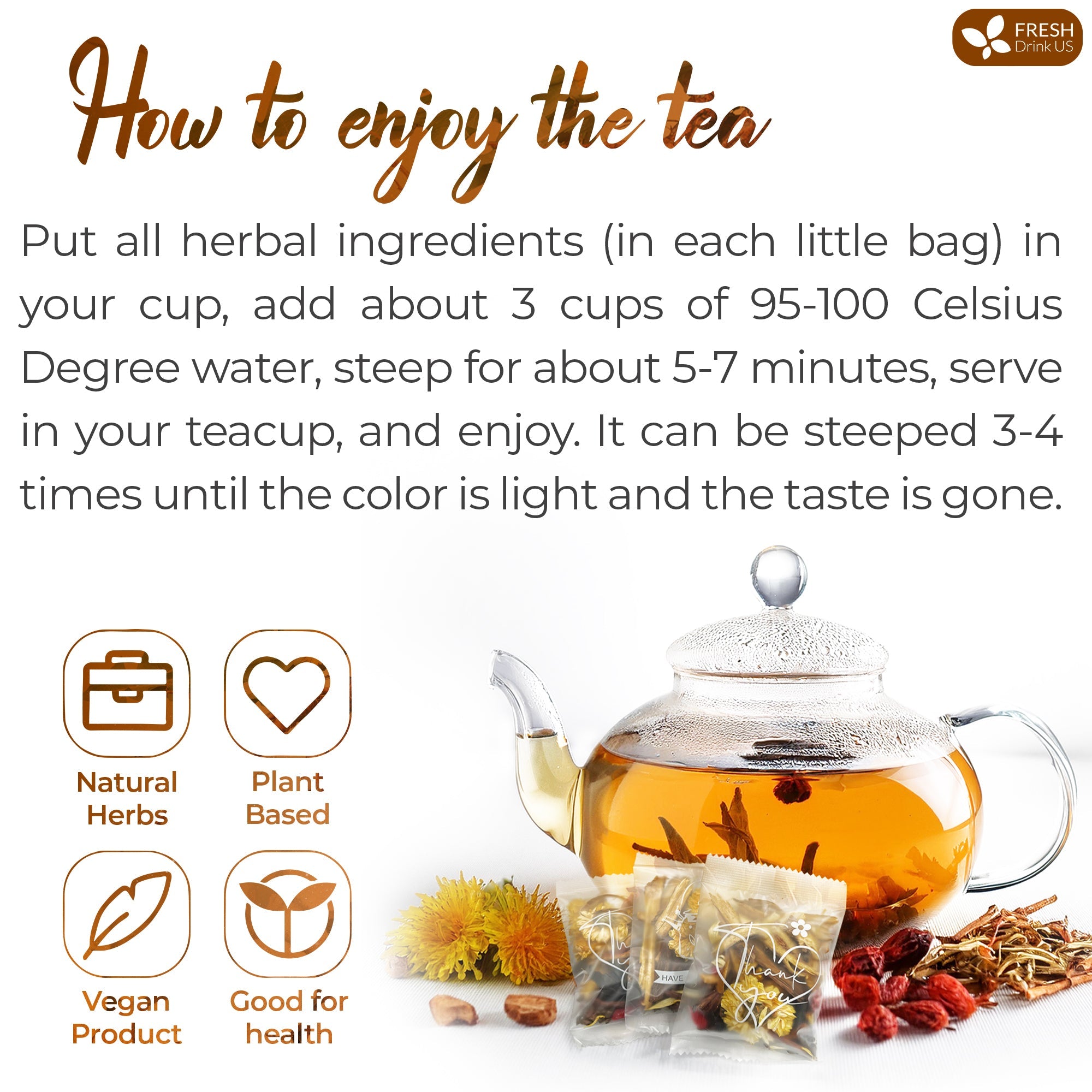 Dandelion Wolfberry Tea, 7 Herbal Ingredients by FreshDrinkUS - Natural and Premium Herbal Tea