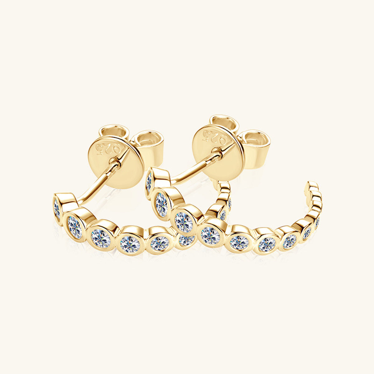 Inlaid Sparkala™ Pure Sterling Silver C-Hoop Earrings by Sparkala