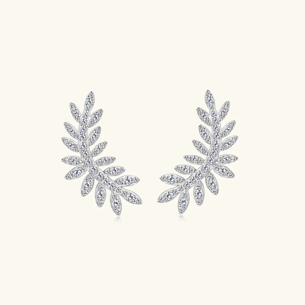 Sparkala™ 925 Sterling Silver Leaf Shape Stud Earrings by Sparkala