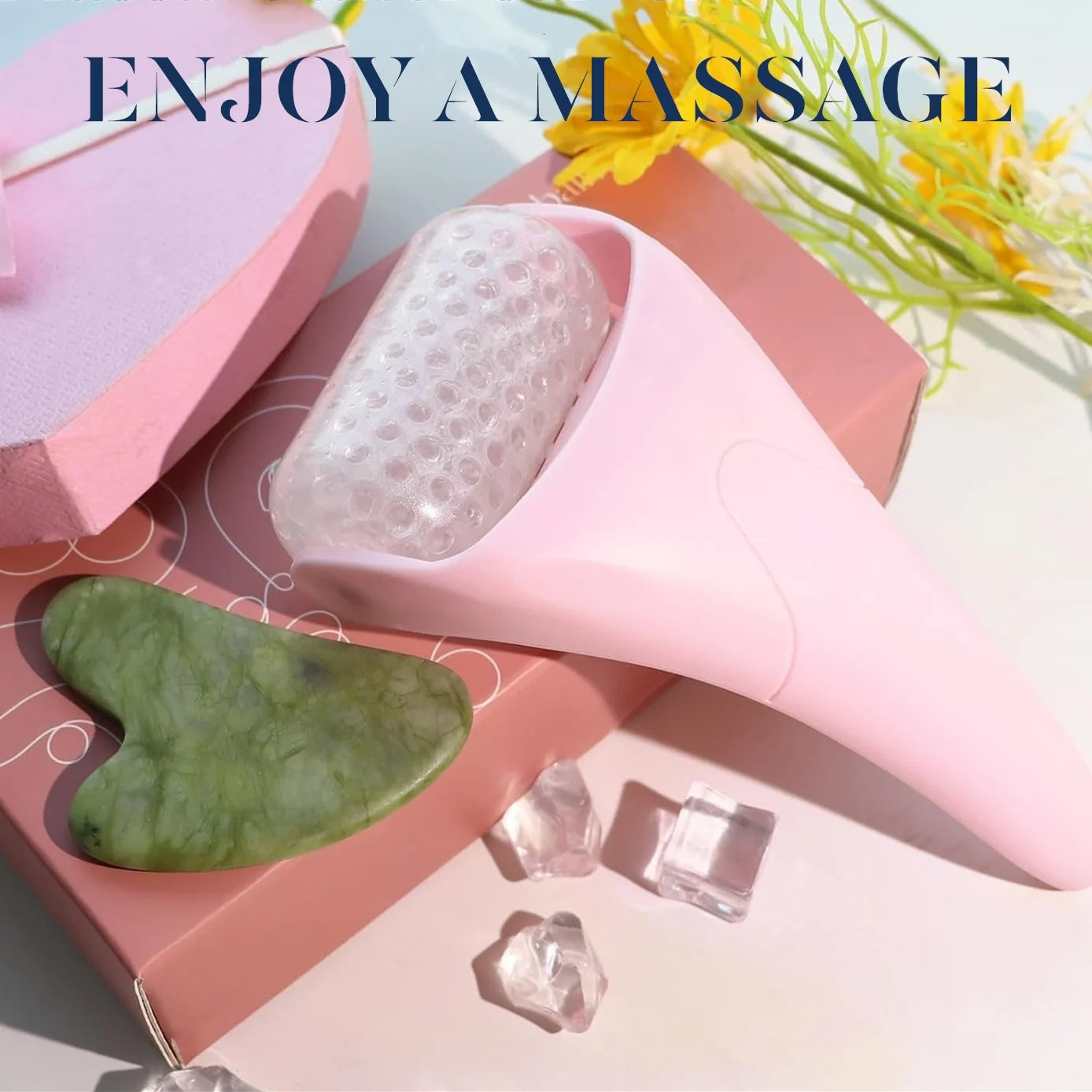Ice Roller for Face &amp; Gua Sha, Ice Face Roller Massager Cryotherapy Reduces Puffiness, Pink by Korean Skin Care