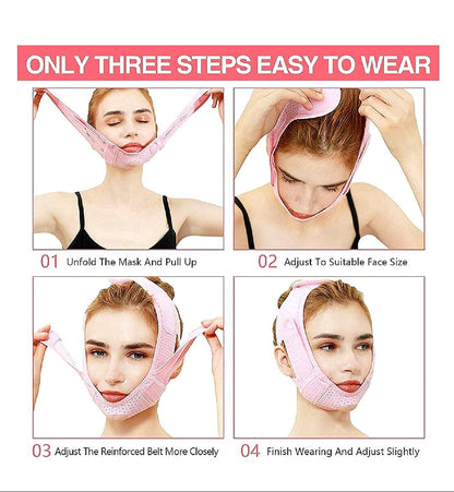 SLIM FACE SLIMMING BAND FACIAL BELT DOUBLE CHIN REDUCER V LINE FACE LIFT anti SNORE WRINKLE FACE BANDAGE DOUBLE CHIN STRAP SAGGING FACE CONTOUR JAWLINE TIGHTEN STRAP 1PK by Korean Skin Care