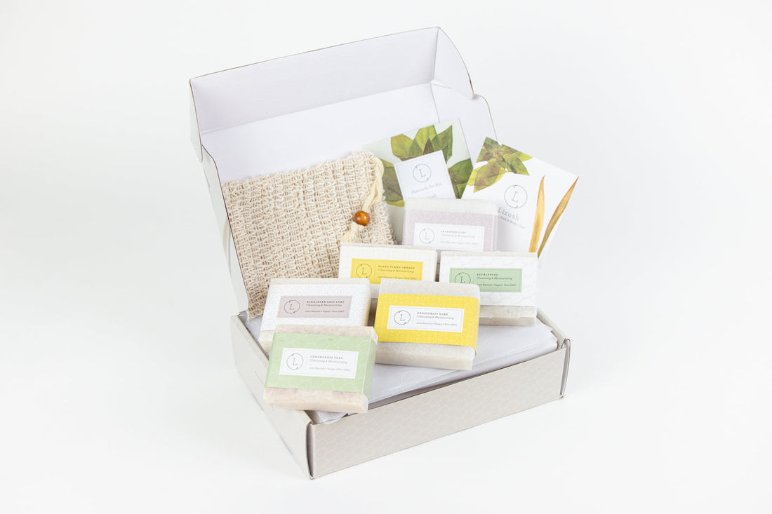 Set of 6 Handmade cold process ,Natural Soap Bars in gift Set box by Lizush