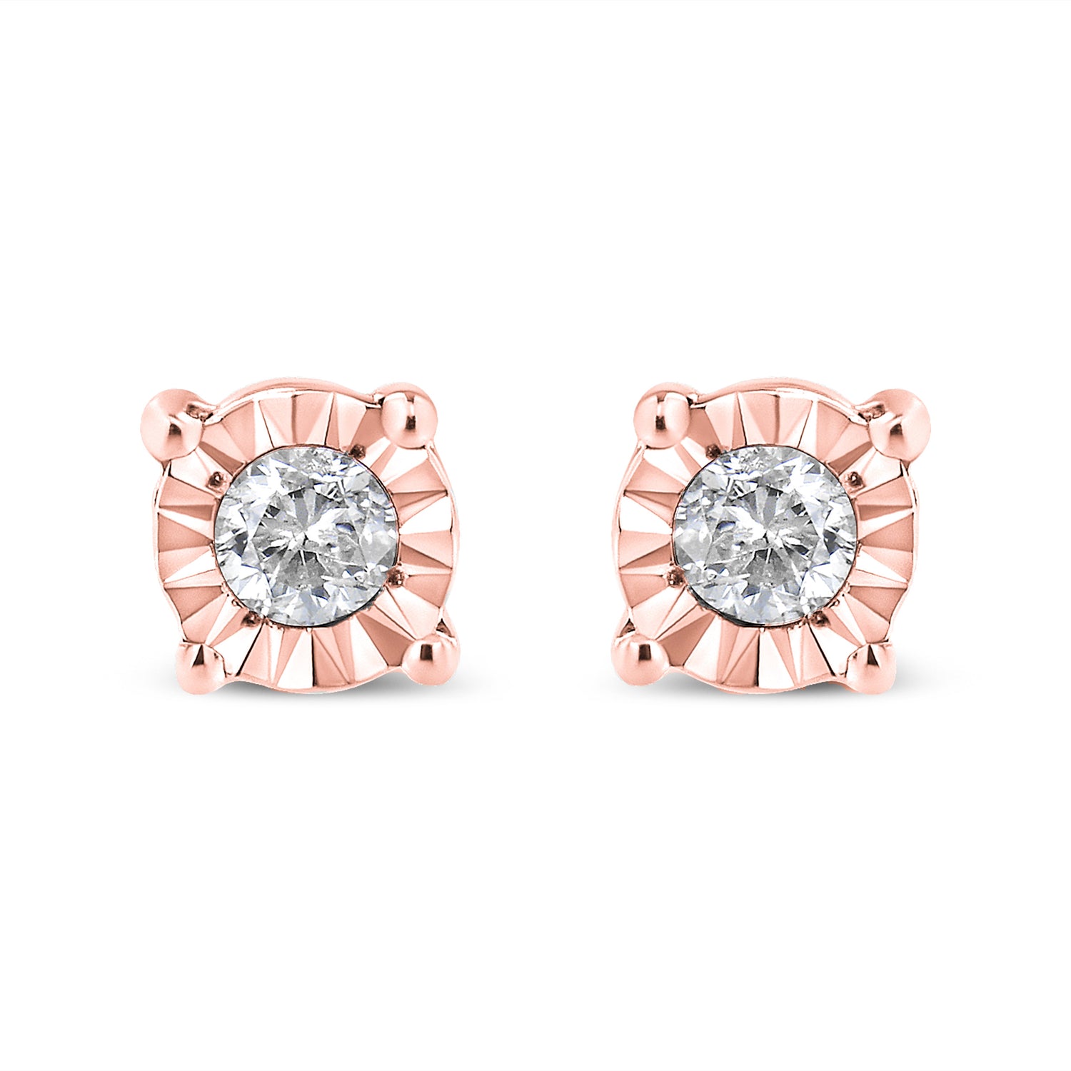 10K Yellow Gold Plated .925 Sterling Silver 1/10 Cttw Round Brilliant-Cut Diamond Miracle-Set Stud Earrings (J-K Color, I3 Clarity)