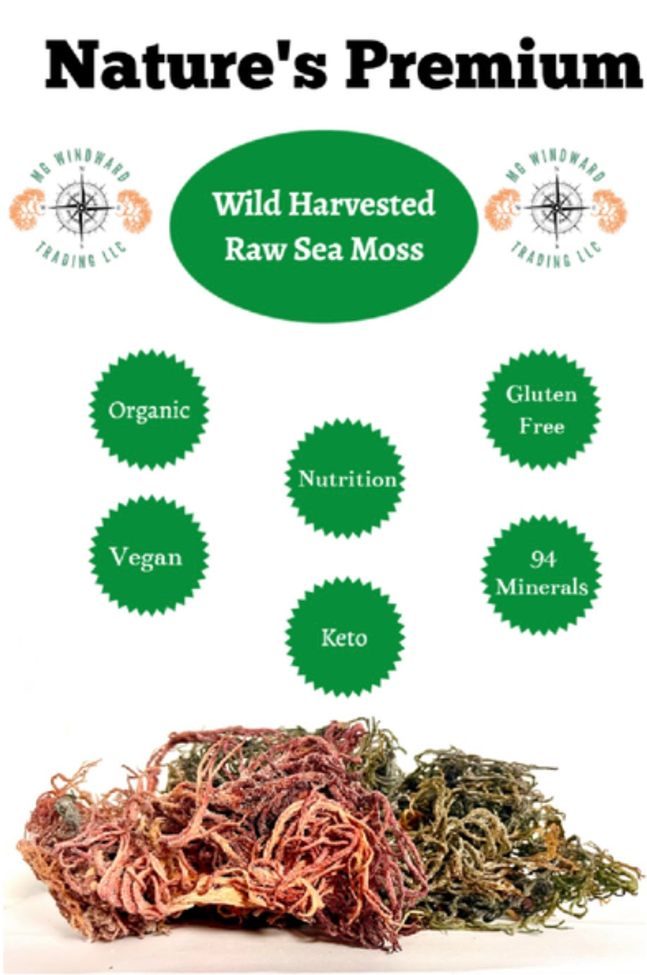 Pure Certified Wild Harvested Full Spectrum Organic Raw Sea Moss by Seamoss Global