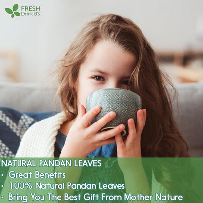 Natural Pandan Leaves Dried, No Additives, No Caffeine, Vegan by FreshDrinkUS - Natural and Premium Herbal Tea