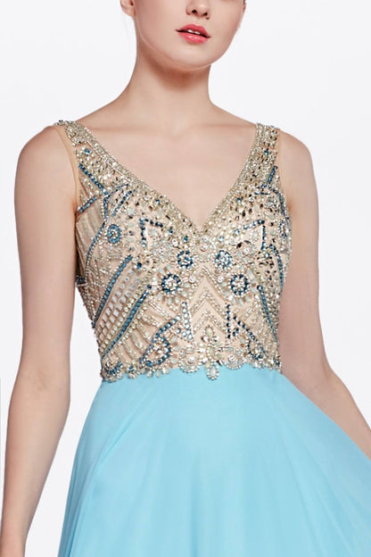 Cinderella Divine 71190 Long Dress Beaded Top Open Back by DiscountDressShop