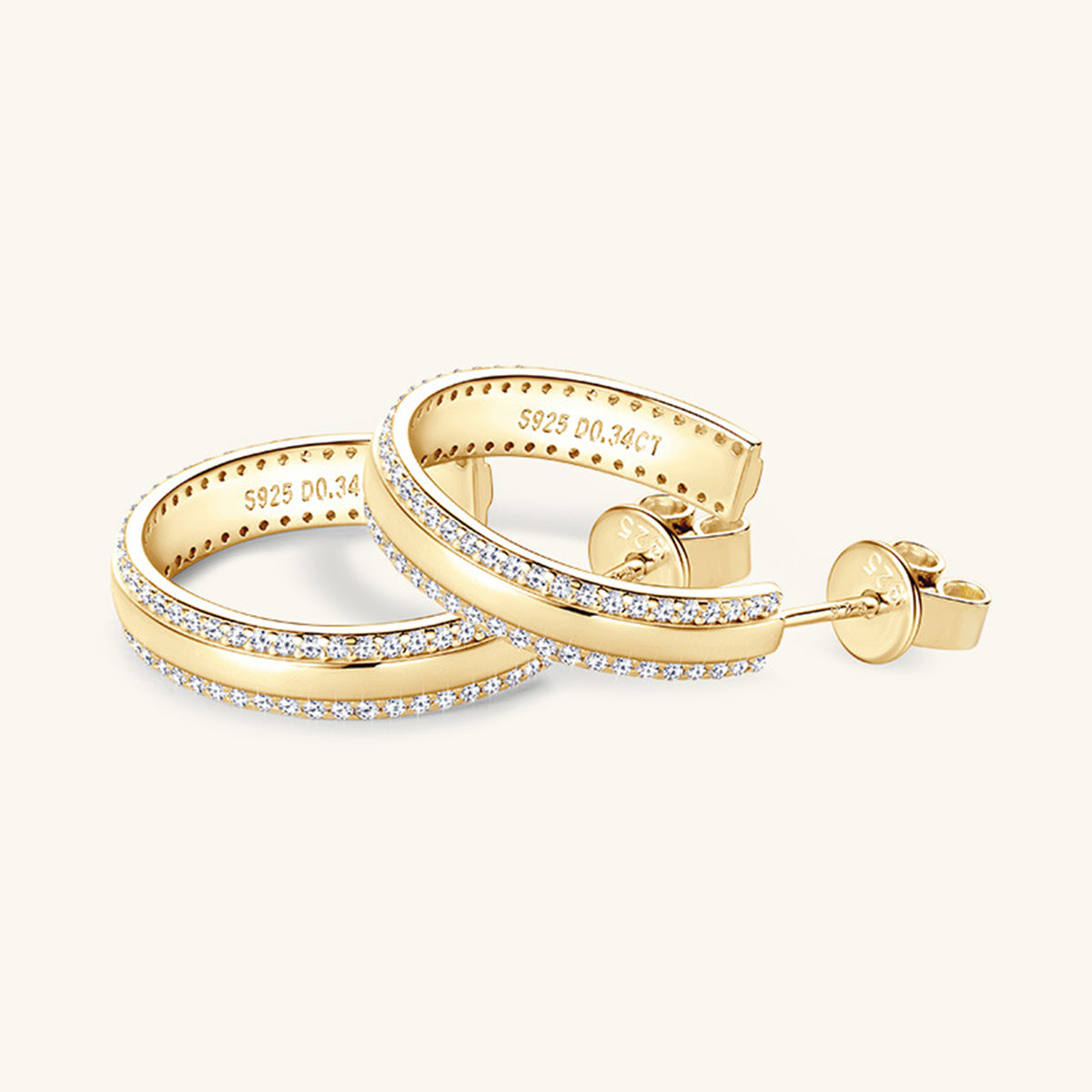 Pure Sterling Silver Inlaid Sparkala™ C-Hoop Earrings by Sparkala