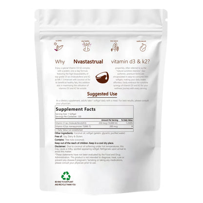Vitamin D3 K2 Supplement Softgels by VAH
