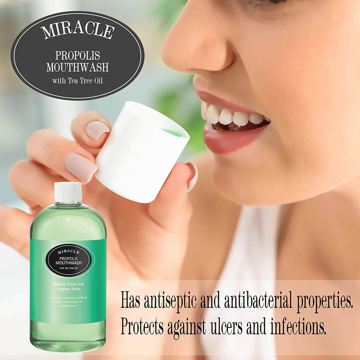 Holocuren Miracle Propolis Mouthwash with Tea Tree Oil – Fluoride-Free, 16 oz by HOLOCUREN - Official Website