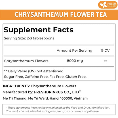 Premium Chrysanthemum Flowers, Chrysanthemum Herbal Tea, No Additives, No Caffeine, Vegan by FreshDrinkUS - Natural and Premium Herbal Tea
