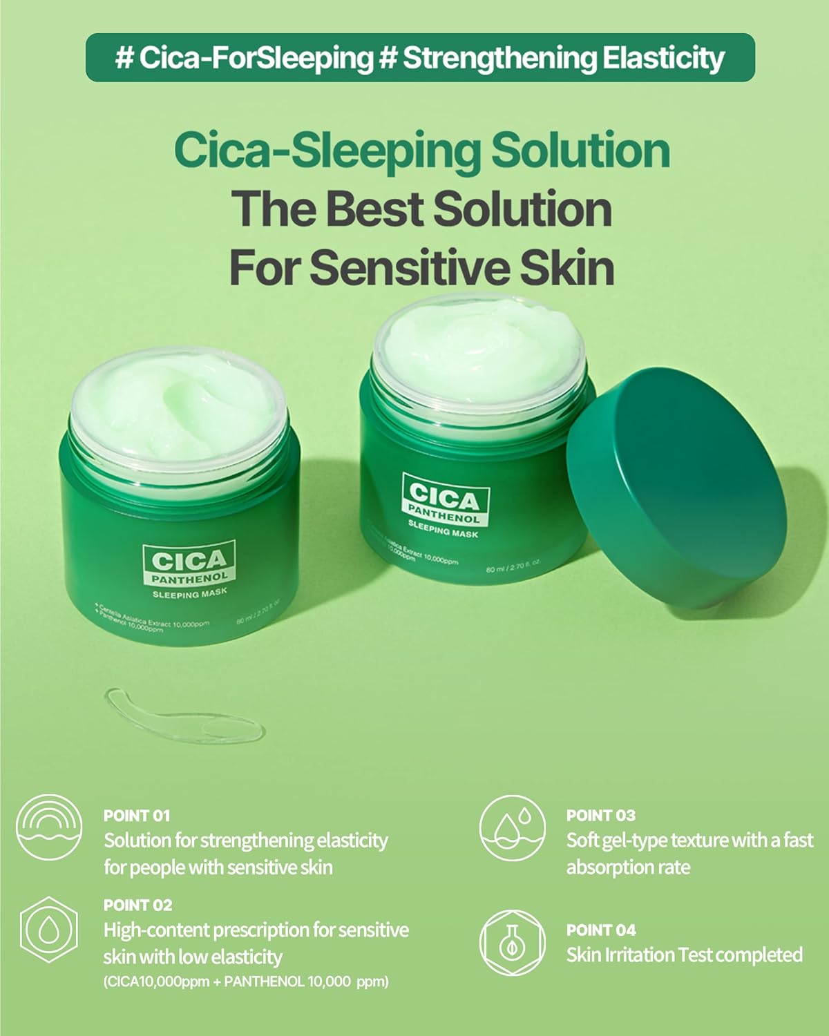 CICA Panthenol Moisturizing Cream | Overnight Face Cream | Soothing, Moisturizing, and Hydrating Facial Mask with Hyaluronic Acid | Korean Skin Care Overnight Moisturizer | 2.70 Fl Oz by Korean Skin Care