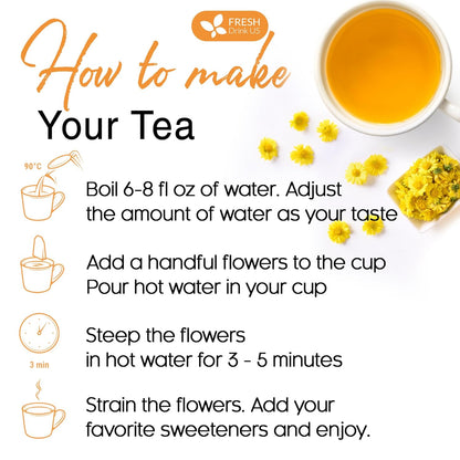 Premium Chrysanthemum Flowers, Chrysanthemum Herbal Tea, No Additives, No Caffeine, Vegan by FreshDrinkUS - Natural and Premium Herbal Tea