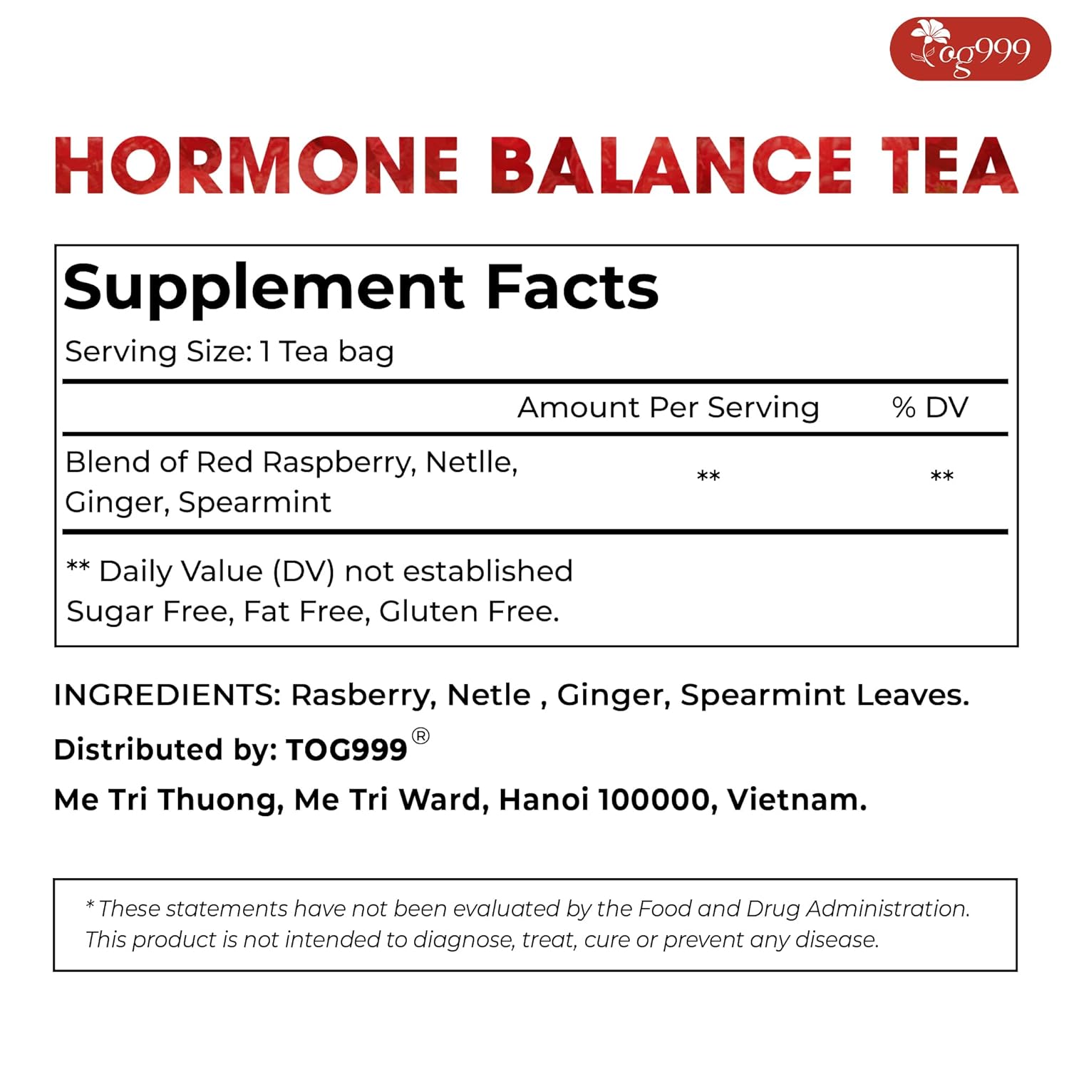 Hormone Balance Natural Menstrual Cycle Support Tea by FreshDrinkUS - Natural and Premium Herbal Tea