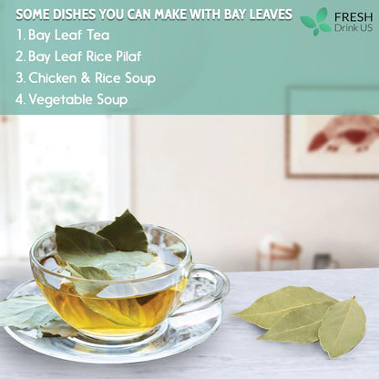 Premium Dried Bay Leaves, Tea Bags, Powder, Bay Leaves Spice, Whole Nice Leaves, Wildcrafted, Fresh Harvested, Bay Leaves For Cooking, Sugar-Free, Gluten Free, Caffeine Free, Vegan by FreshDrinkUS - Natural and Premium Herbal Tea