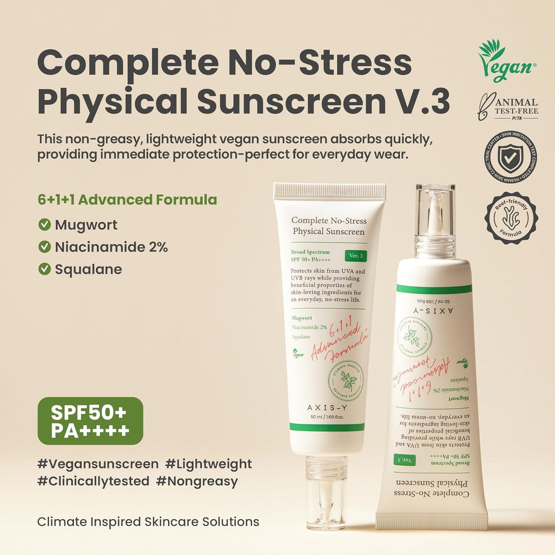AXIS-Y Complete No-Stress Physical Sunscreen SPF50+ PA++++ by AsiaBeautyMall