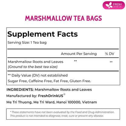 Premium Marshmallow Root and Leaf Tea Bags, 100% Natural &amp; Pure. by FreshDrinkUS - Natural and Premium Herbal Tea