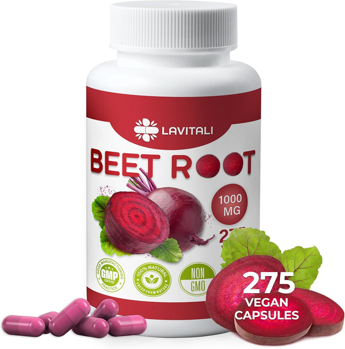 Beet Root Extract Capsules No Gluten, No Sugar, Vegan Capsules, High Concentrated Herbal Beet Root Extract. by FreshDrinkUS - Natural and Premium Herbal Tea