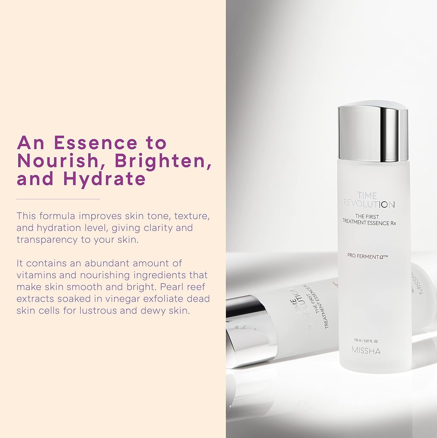 Time Revolution the First Essence RX (4Th Gen) 5.07 Fl Oz/150Ml, Korean Face Essence, Hydrating Facial Toner, Skin Smoothing &amp; Ph Balancing Toner for All Skin Types by Korean Skin Care