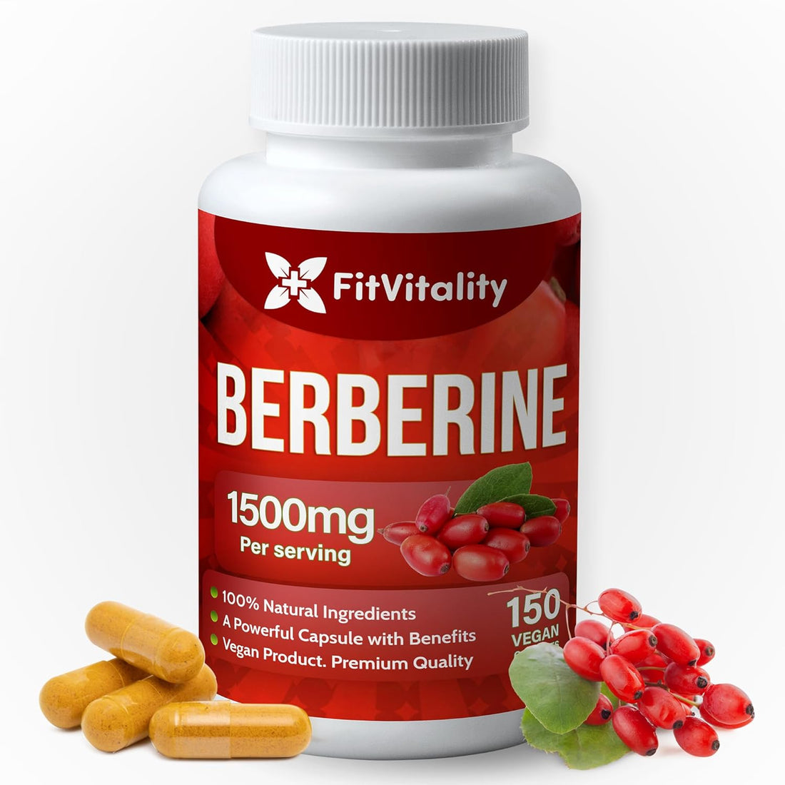 Premium Berberine Supplement, Non-GMO, Gluten-Free by FreshDrinkUS - Natural and Premium Herbal Tea