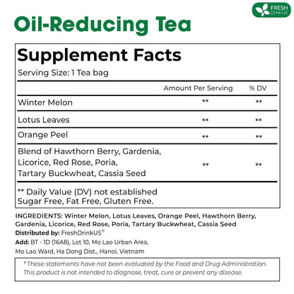Oil Reducing Tea, Oil Cleansing for Liver, 10 Herbal Ingredients, Traditional Recipe Tea for Liver, 100% Natural, Easy Brewing, Steep Repeatedly (Tea Bags/ Tea Packs) by FreshDrinkUS - Natural and Premium Herbal Tea