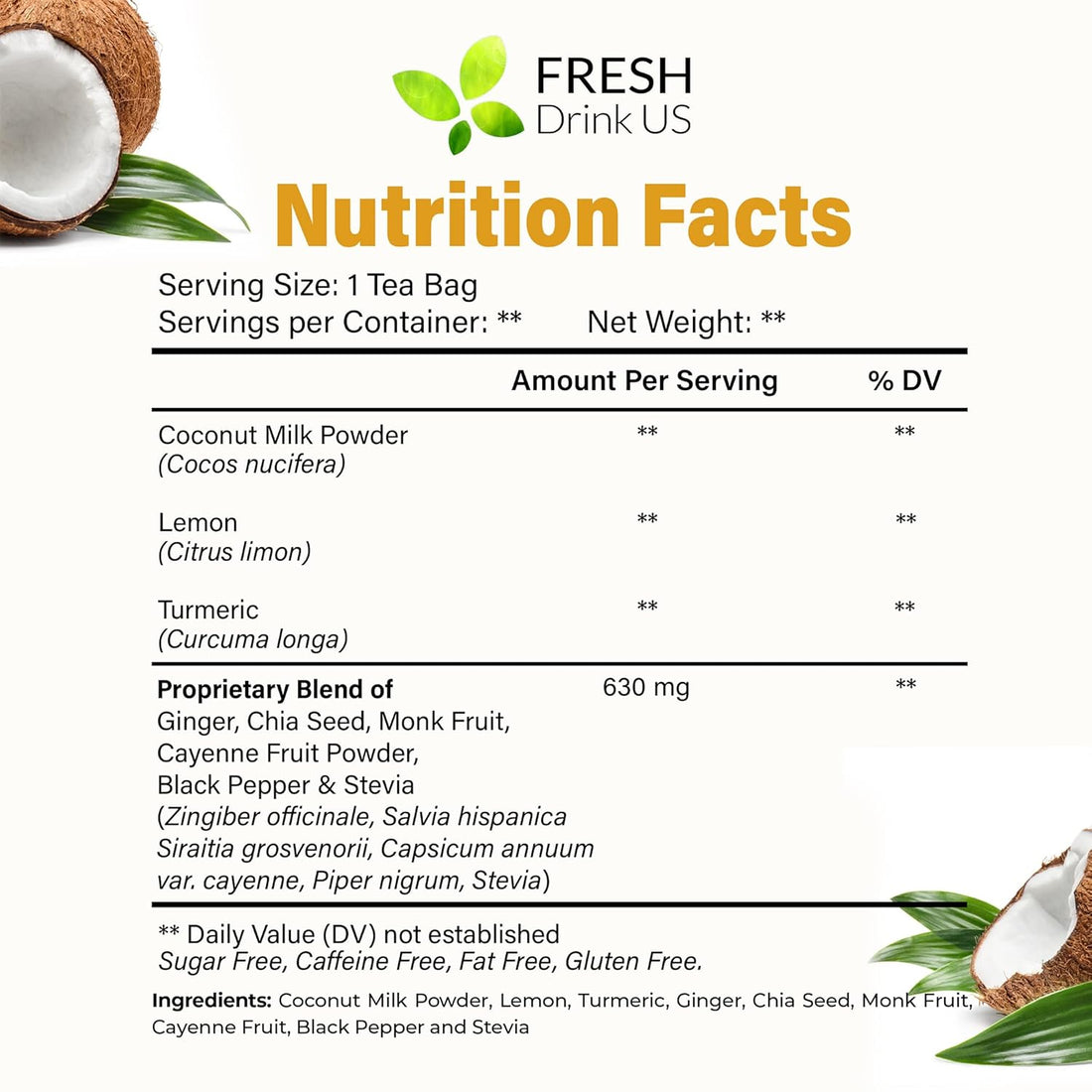 Premium Daily Rescue Lemon Ginger Tea Bags by FreshDrinkUS - Natural and Premium Herbal Tea