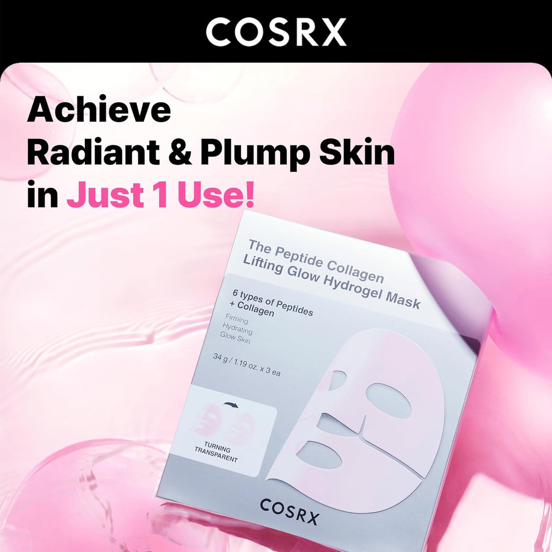 Cosrx The Peptide Collagen Lifting Glow Hydrogel Mask by AsiaBeautyMall