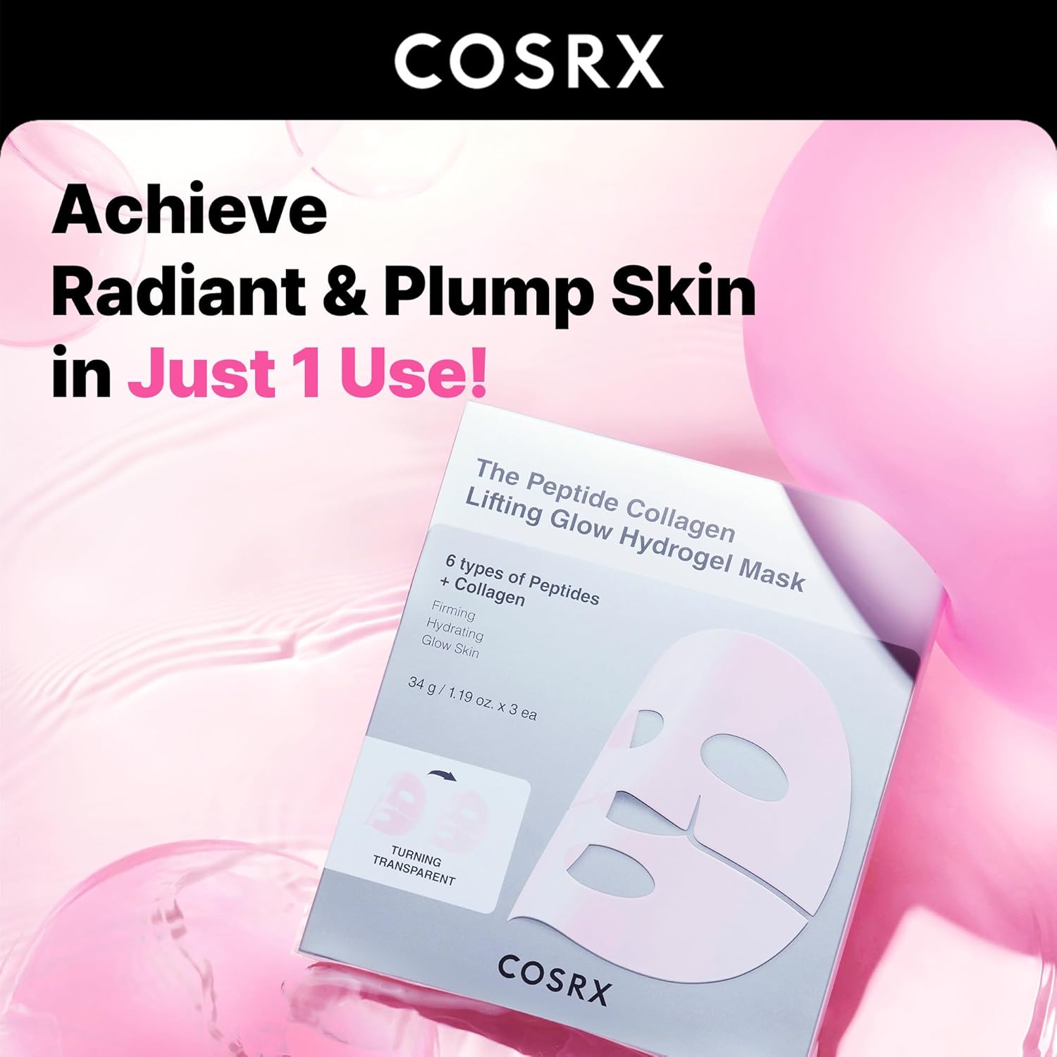 Cosrx The Peptide Collagen Lifting Glow Hydrogel Mask by AsiaBeautyMall