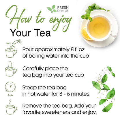 Premium Lemon Balm Leaf Tea Bags, 100% Natural &amp; Pure from Lemon Balm Leaves. Loose Leaf Lemon Balm Herbal Tea. Lemon Balm Leaf Tea. No Sugar, No Caffeine, No Gluten, Vegan. by FreshDrinkUS - Natural and Premium Herbal Tea