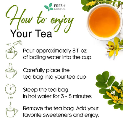 Premium Senna Leaf Tea Bags, 100% Natural &amp; Pure from Senna Leaves. Loose Leaf Senna Herbal Tea, Made with Natural Material Tea Bags, Senna Leaf Tea. No Sugar, No Caffeine, No Gluten, Vegan. by FreshDrinkUS - Natural and Premium Herbal Tea