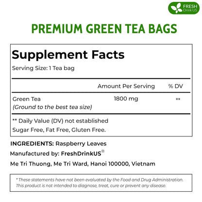 Premium Green Tea Bags, 100% Natural &amp; Pure from Green Tea. Green Herbal Tea. No Sugar, No Gluten, Vegan by FreshDrinkUS - Natural and Premium Herbal Tea