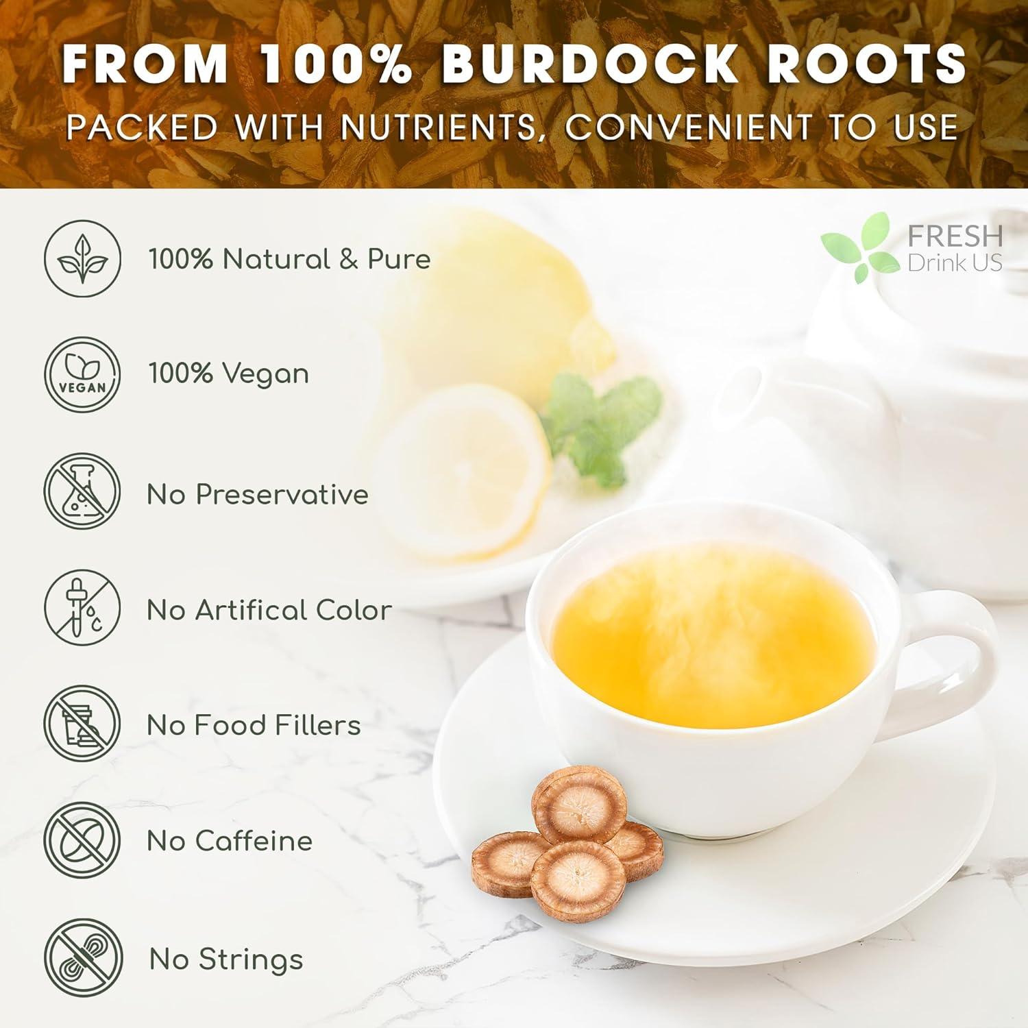Burdock Root Powder, Burdock Root Extract, 100% Natural &amp; Pure from Burdock Root, Burdock Root Herbal Tea, No Additives, No Caffeine, Vegan by FreshDrinkUS - Natural and Premium Herbal Tea