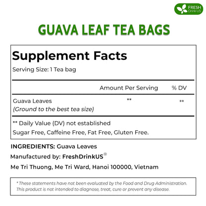 Premium Guava Leaf Tea Bags by FreshDrinkUS - Natural and Premium Herbal Tea