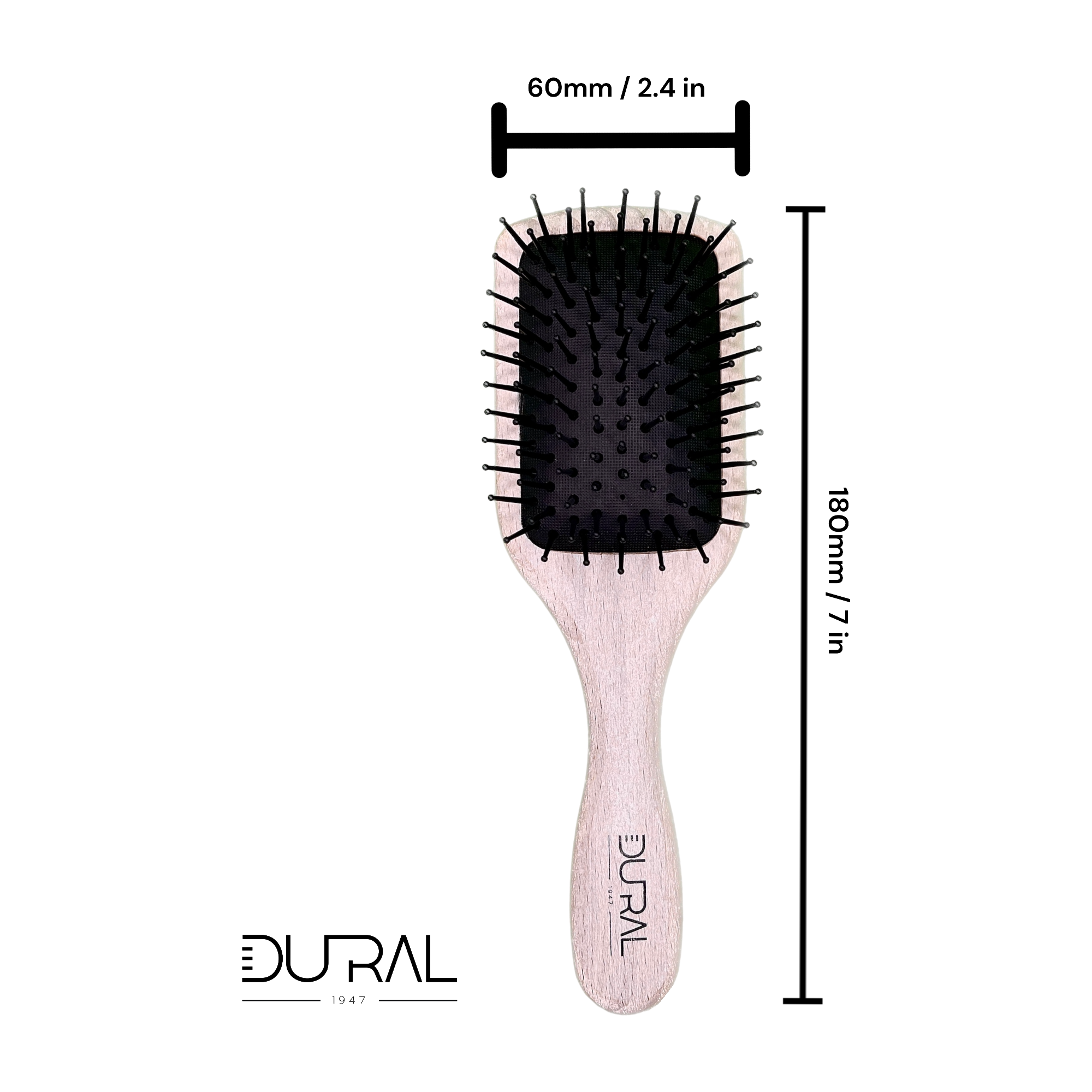 Dural Wooden Paddle Brush small Beech Wood Plastic pins with ball tips by Pasteur Pharmacy