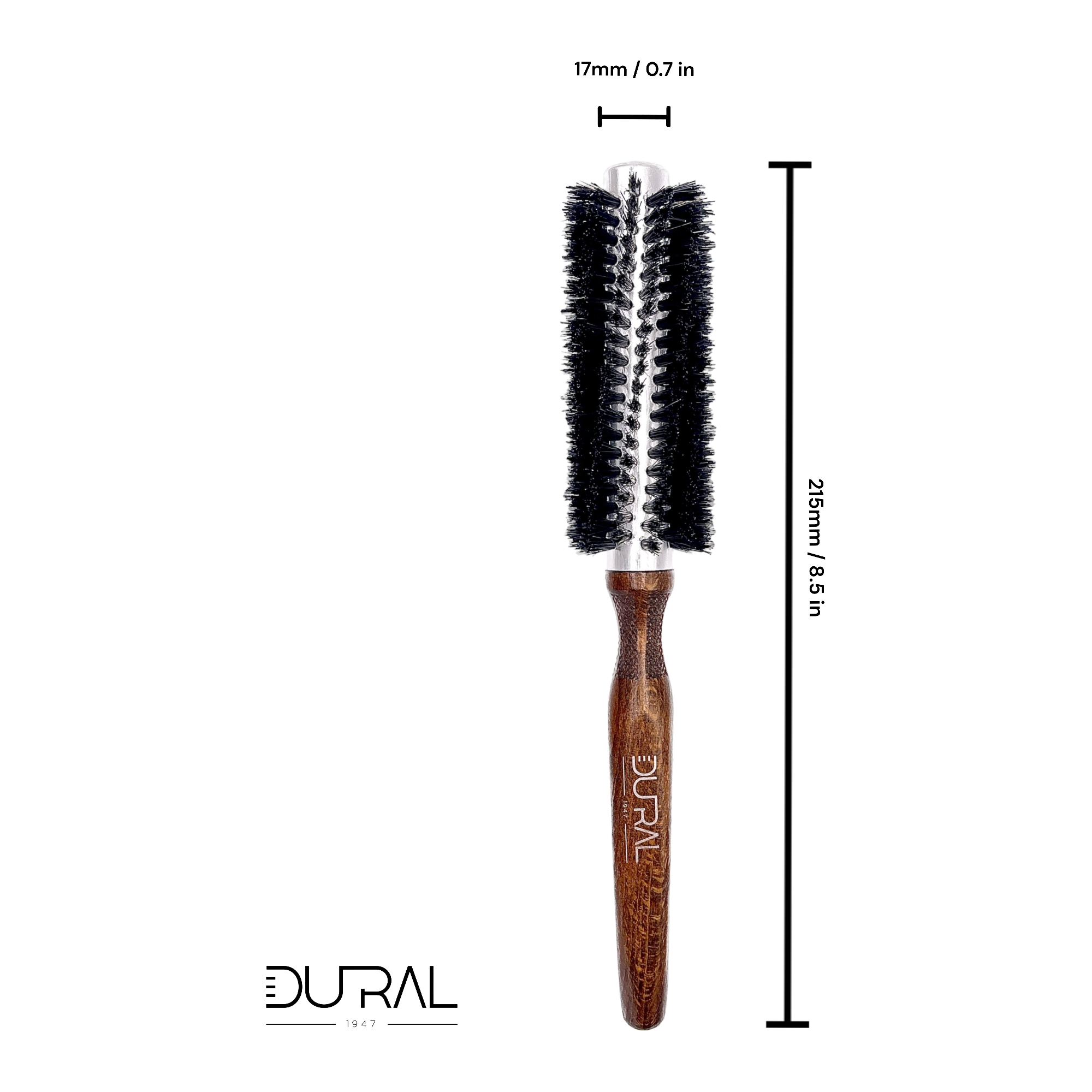 Dural Hair Brush 12 Rows Wood/Steel Pure Wild Boar Bristles by Pasteur Pharmacy
