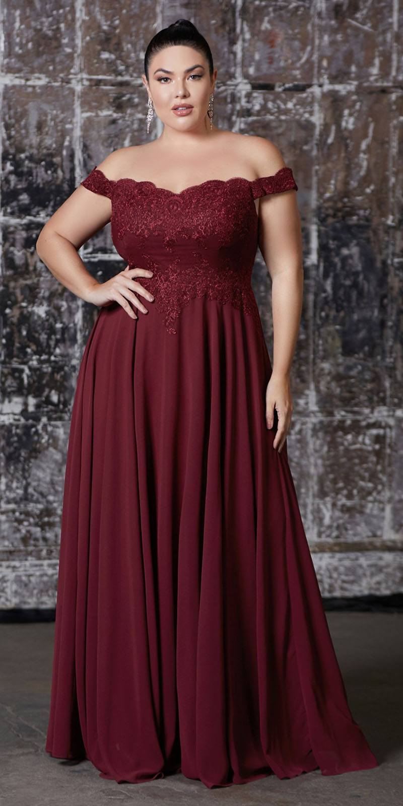 Cinderella Divine 7258 Off The Shoulder Long Gown by DiscountDressShop