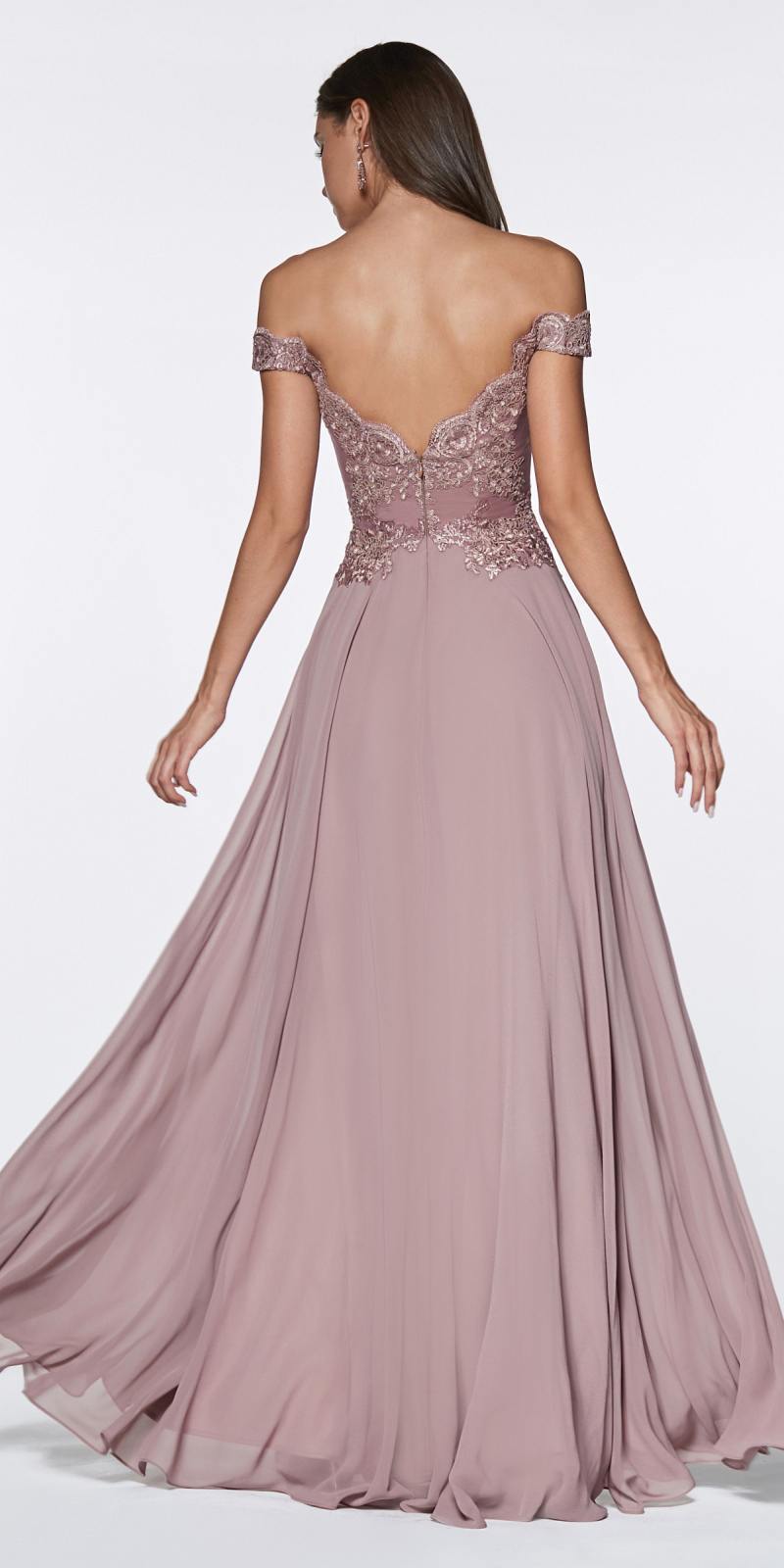Cinderella Divine 7258 Off The Shoulder Long Gown by DiscountDressShop