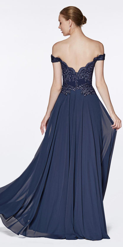 Cinderella Divine 7258 Off The Shoulder Long Gown by DiscountDressShop