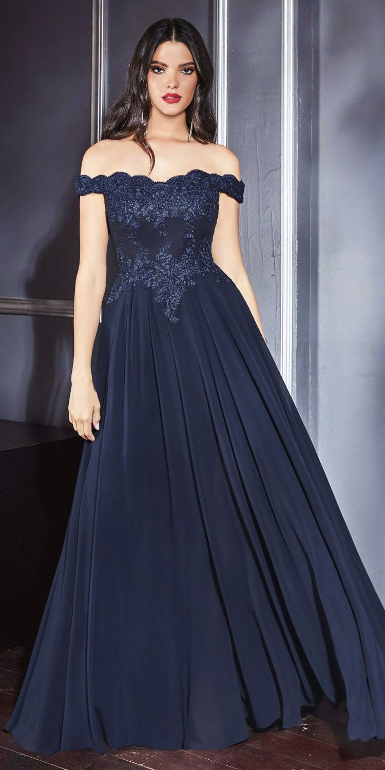Cinderella Divine 7258W Off The Shoulder Long Gown by DiscountDressShop