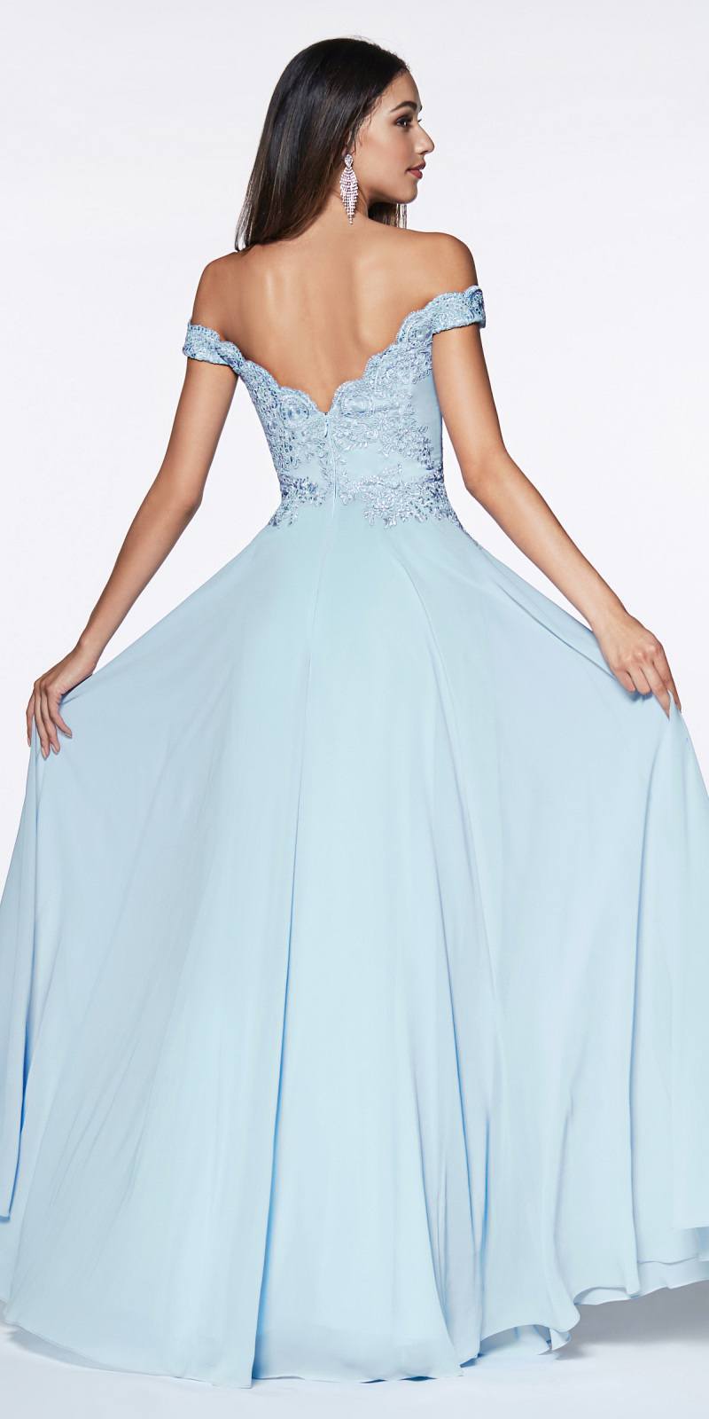 Cinderella Divine 7258 Off The Shoulder Long Gown by DiscountDressShop