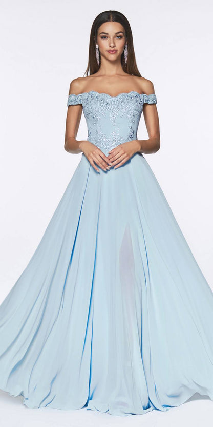 Cinderella Divine 7258 Off The Shoulder Long Gown by DiscountDressShop