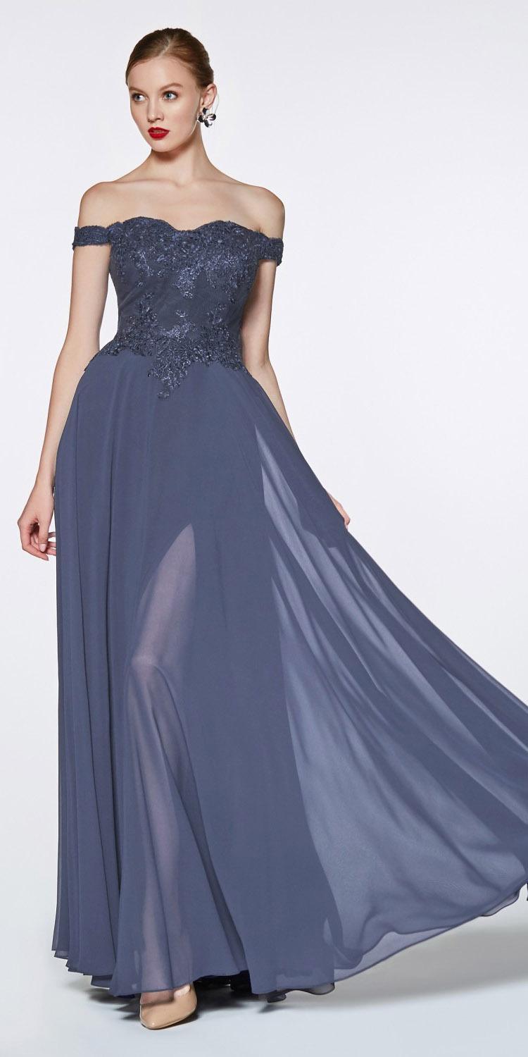 Cinderella Divine 7258 Off The Shoulder Long Gown by DiscountDressShop