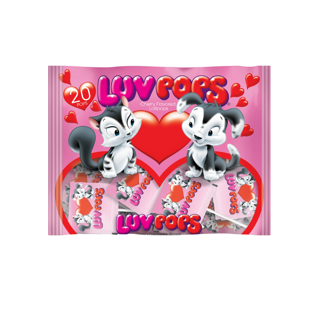 Luv Pops Cherry Flavored Heart Lollipops Valentine Bag (12oz) by Farmacias Savia