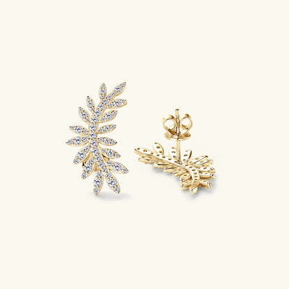Sparkala™ 925 Sterling Silver Leaf Shape Stud Earrings by Sparkala