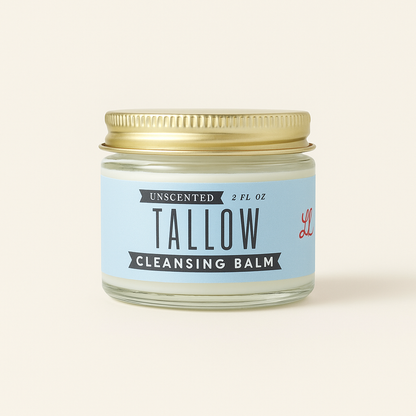 Unscented Tallow Cleansing Balm | Natural Makeup Remover &amp; Deep Moisturizing Cleanser | Grass-Fed Beef Tallow with Castor Oil by The Lady May