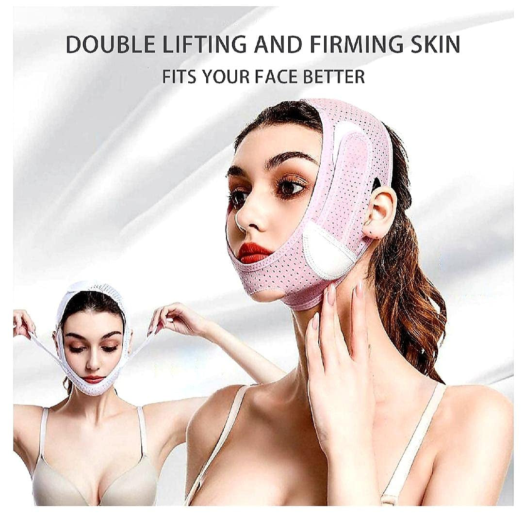 SLIM FACE SLIMMING BAND FACIAL BELT DOUBLE CHIN REDUCER V LINE FACE LIFT anti SNORE WRINKLE FACE BANDAGE DOUBLE CHIN STRAP SAGGING FACE CONTOUR JAWLINE TIGHTEN STRAP 1PK by Korean Skin Care