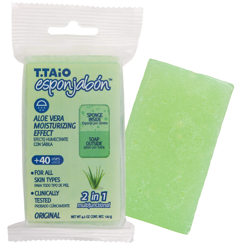 T.Taio Esponjabón Aloe Vera Moisturizing Effect Soap Sponge (4.2oz) by Farmacias Savia