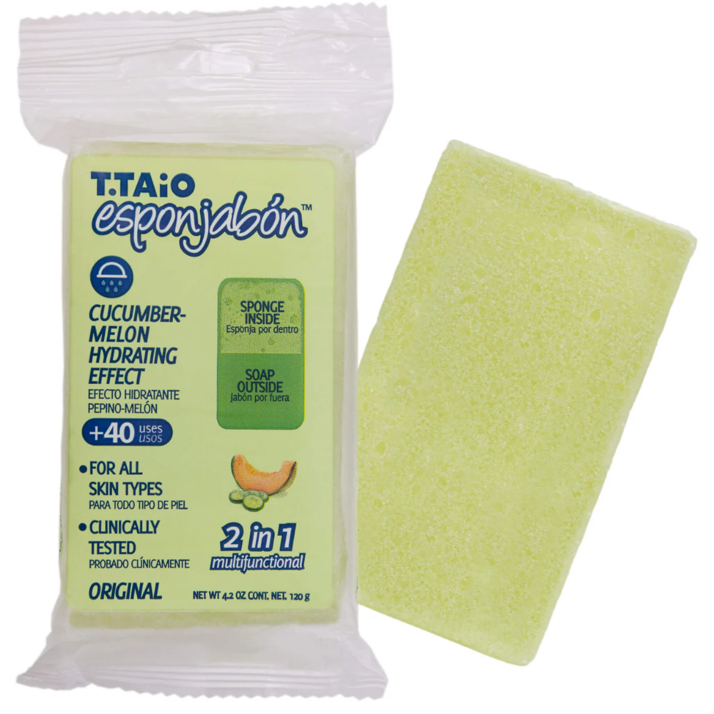 T.Taio Esponjabón Cucumber-Melon Hydrating Effect Soap Sponge (4.2oz) by Farmacias Savia