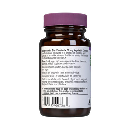 BlueBonnet Zinc Picolinate, 50 mg, 50 Vegetarian Capsules by Pasteur Pharmacy