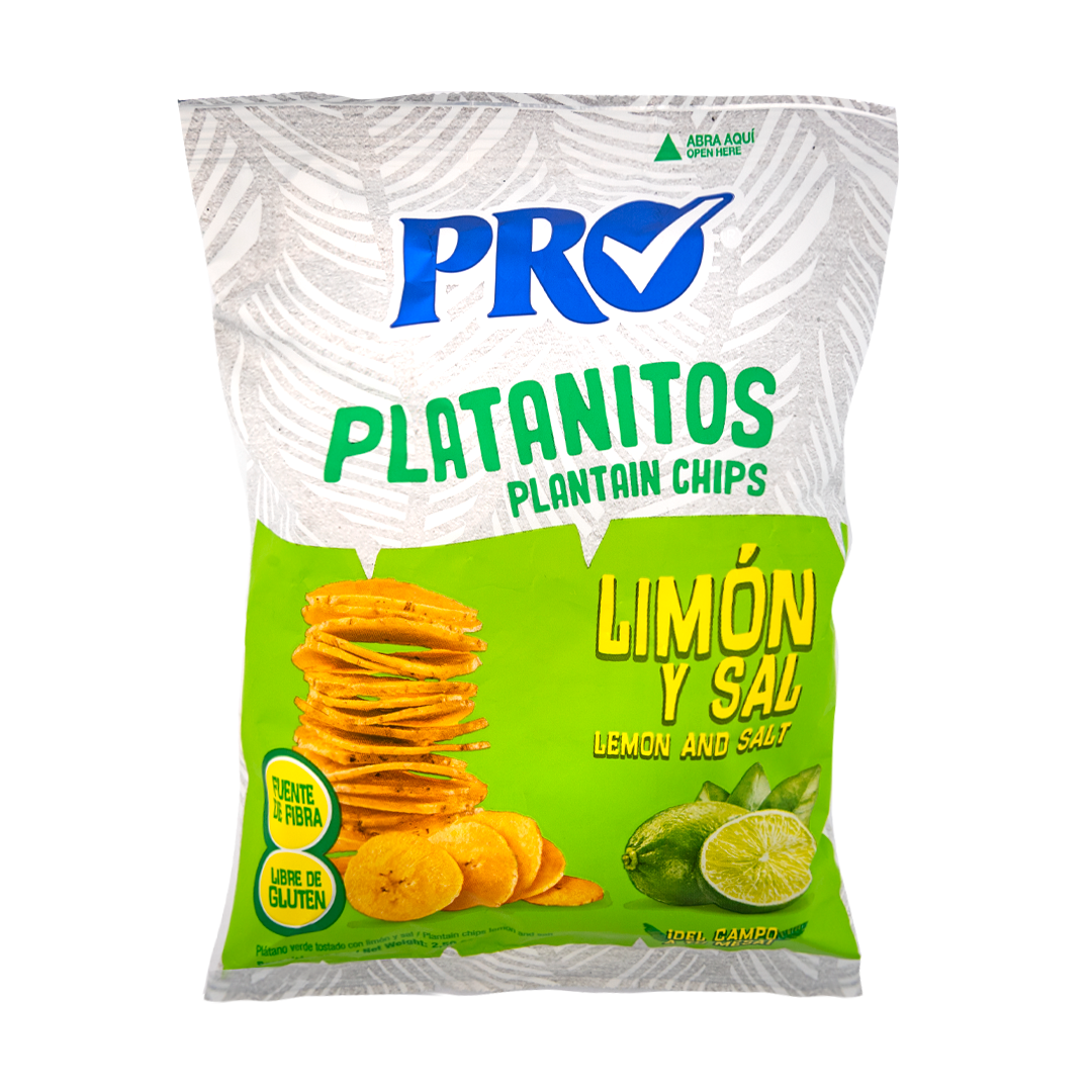 Pro Plátano Verde y Limón Plantain Chips 2.5oz by Farmacias Savia