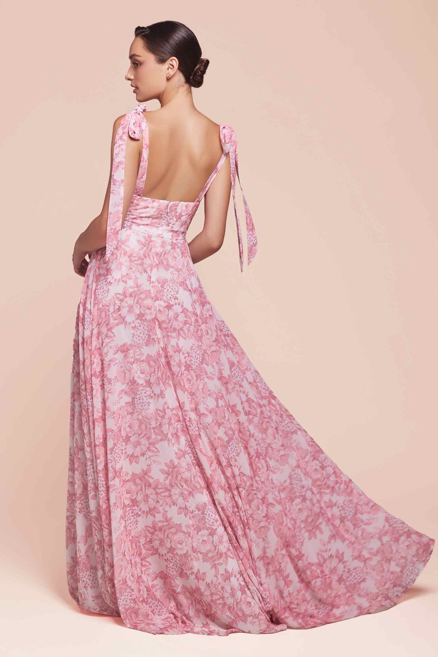 Ladivine 7442 Dress Tie Strap A-Line Floral Printed Skirt by DiscountDressShop